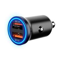 IBD Dual QC3.0 Usb Car Charger With Blue Led Zinc Alloy 36W Fast Car Charger For Samsung